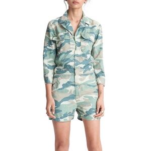 MOTHER Womens 'The Fixer' Short Camo Romper XS O